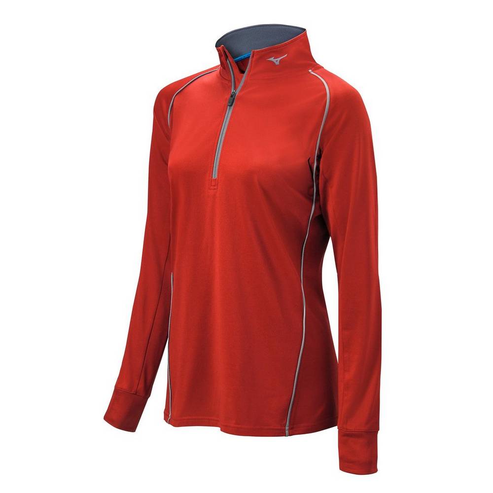 Maglione Mizuno Comp 1/2 Cerniera Long Sleeve Donna - Rosse - 32980-XAZV